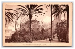 Le Jardin et l'Eglise Garden and Church Bizerte Tunisia  UNP DB Postcard Q25