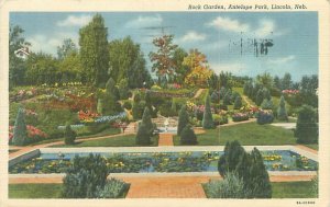 Lincoln Nebraska Antelope Park Rock Garden 1942 Postcard Buy Bonds Cancel