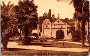 Los Angeles Mission Chapel Church California CA Tropical Trees Postcard Unused 