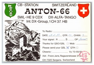 Postcard QSL CB Ham Radio Amateur Card From Switzerland