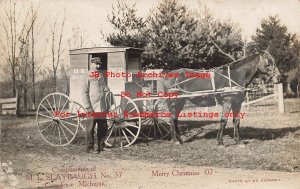 MI, Camden, Michigan, RPPC, M L Slaybaugh Post Office RFD Wagon, Haughey Photo