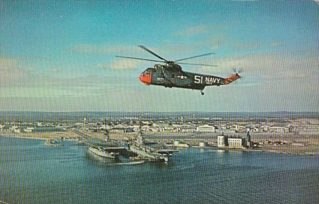 Military U S Navy Helicopter Over Quonset Point Naval Station Quonset Point R...