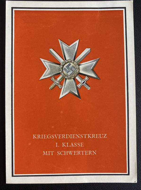 Mint WW 2 Germany Color Picture Postcard War Merit Cross
