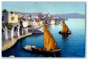 c1910 Boat Canoeing at Lake in Tiberias Israel Posted Antique Postcard