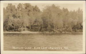 Fayette ME Echo Lake Mutch's Camp c1920s-30s Real Photo Postcard