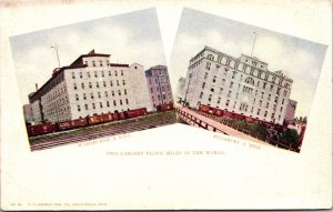 Postcard Washburne and Pillsubry Flour Mills in Minneapolis, Minnesota