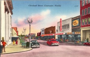 View of Cleveland Street, Clearwater FL McCrory, Eckert Vintage Postcard H77 