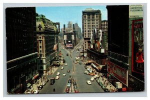 Vintage 1954 Postcard Aerial View of Mid Century Times Square NYC New York