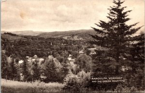 Randolph Vermont Green Mountains Scenic Landscape BW Cancel WOB Postcard 