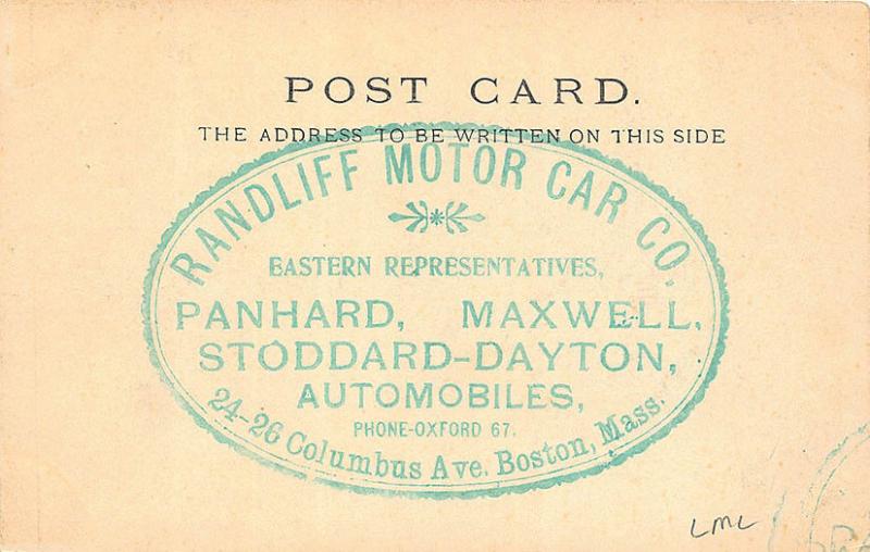 Boston MA Randliff Motor Car Co. Panhard & Levassor Repair Workshop Postcard