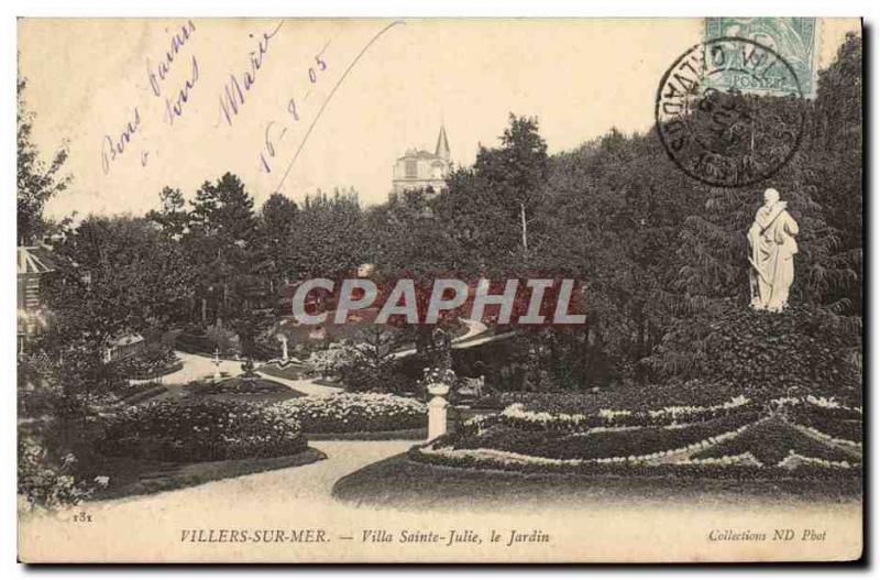 Old Postcard Villers sur Mer Villa Sainte Julie's garden