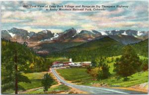 Postcard CO - First View of Estes Park Village and Range on Big Thompson Highway