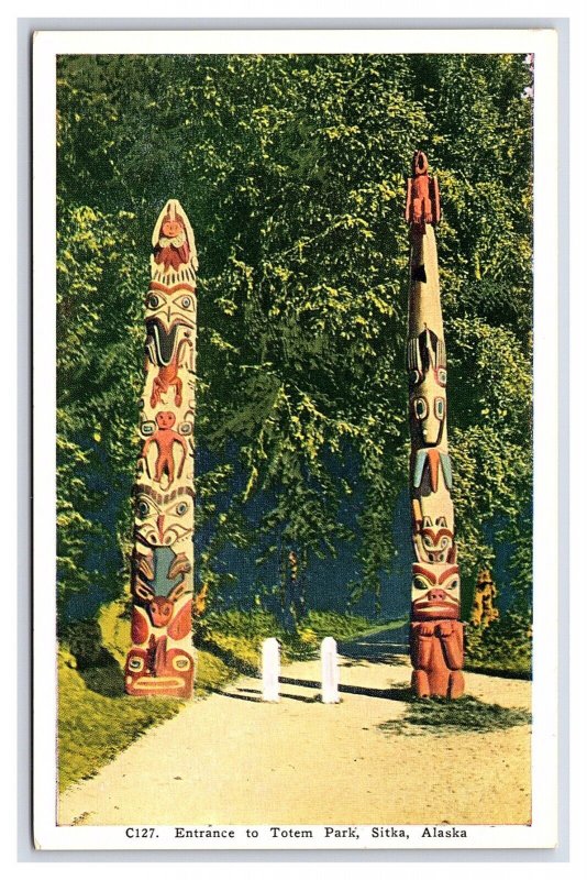Postcard Entrance To Totem Park Sitka Alaska