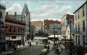 Pawtucket Rhode Island RI Main Street Trolley Streetcar c1910 Postcard