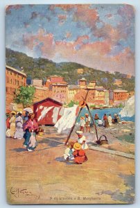Liguria Italy Postcard Clothes Hanged Summer in Santa Margherita 1909 Posted