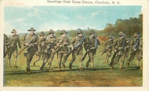 WWI US Army Postcard Greetings From Camp Greene Charlotte NC Training w/ Rifles