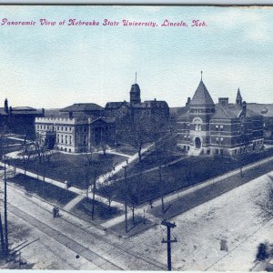 c1900s Lincoln, NE Nebraska University Campus Panoramic Birds Eye Roadside A323