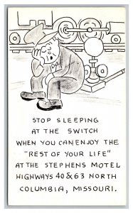 Stop Sleeping At The Switch Stephens Motel Columbia Missouri Postcard