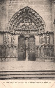 Vintage Postcard Cathedral Church Puerta Del Sarmental Siglo XIII Burgos Spain