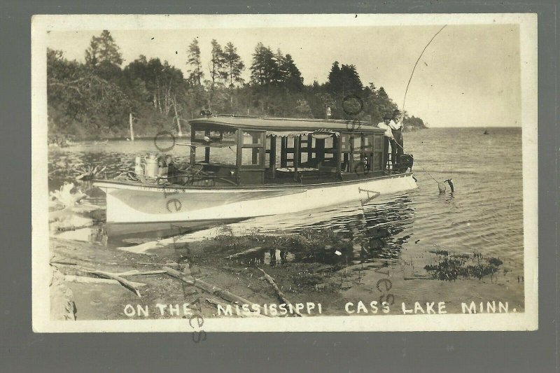 Cass Lake MINNESOTA RP 1923 TOURIST LAUNCH Boat FISHING Mississippi River NICE!