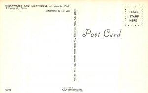 Bridgeport, CT Connecticut  BREAKWATER & LIGHT HOUSE Vintage Lighthouse Postcard