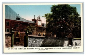 Vintage 1920's Postcard St. Sulpice Seminary Clock Tower Montreal Canada