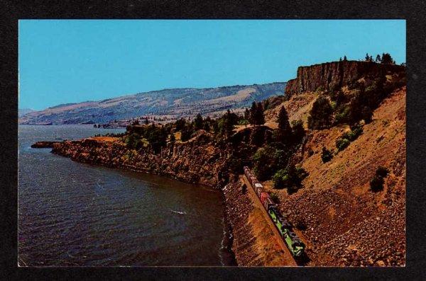OR Burlington Northern Railroad Train east of PORTLAND OREGON Postcard RR