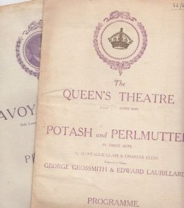 Potash & Perlmutter 2x WW1 Comedy London Theatre Programme s