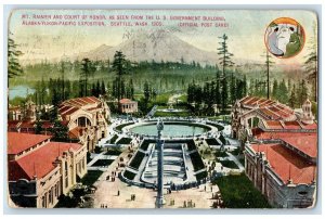 1909 Mt. Rainer And Court Of Honor US Government Buildings Seattle WA Postcard