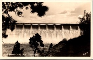 Real Photo Postcard Water Flowing From The Grand Coulee Dam, Washington
