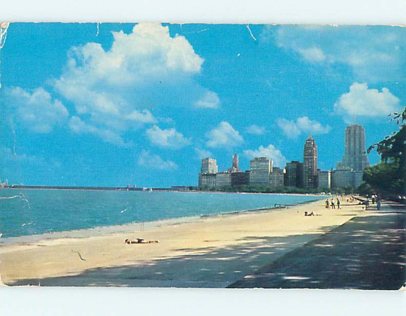 Pre-1980 SCENE AT BEACH Chicago Illinois IL M7539