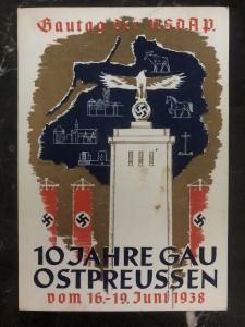 1938 Konigsberg Germany picture Postcard cover 10 years gau east prussia