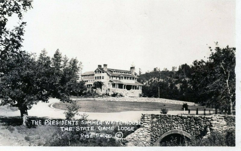 President Coolidge Summer White House State Game Lodge SD RPPC 1930s Postcard