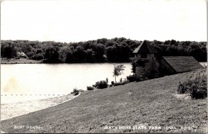 Real Photo Postcard Boat House in Backbone State Park, Iowa~138641