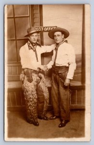 J95/ Salt Lake City Utah RPPC Postcard c1910 Studio Cowboys Chaps  56