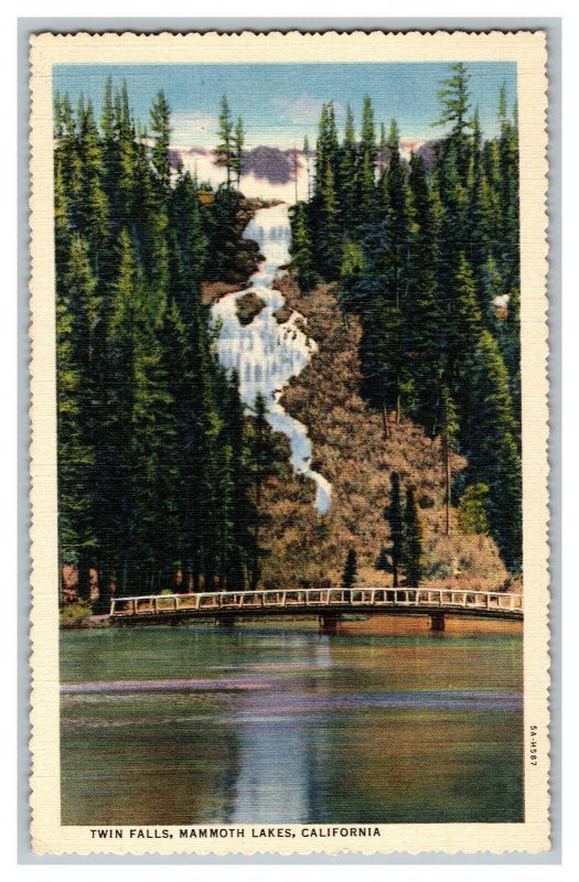 Postcard Twin Falls Mammoth Lakes California Vintage Standard View Card 