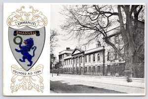 Emmanuel College Old Main, Campus-Cambridge UK Coat of Arms~Crest~c1910 Embossed