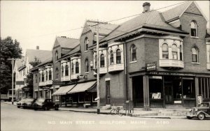 Guilford ME North Main St. Cars Post Office c1940s Real Photo Postcard