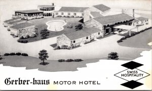 Postcard Gerber-Haus Motor Hotel Hwy. Jct. 324 & 427 in Fort Wayne, Indiana