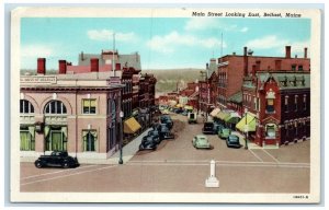 c1940 Main Street Looking East Exterior Building Belfast Maine Vintage Postcard