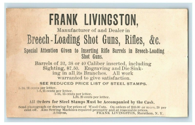 1880s Frank Livingston Breech Loading Shot Guns Rifles 32,38,40 Caliber P223 