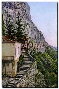 Old Postcard La Sainte Baume Arrive in the cave