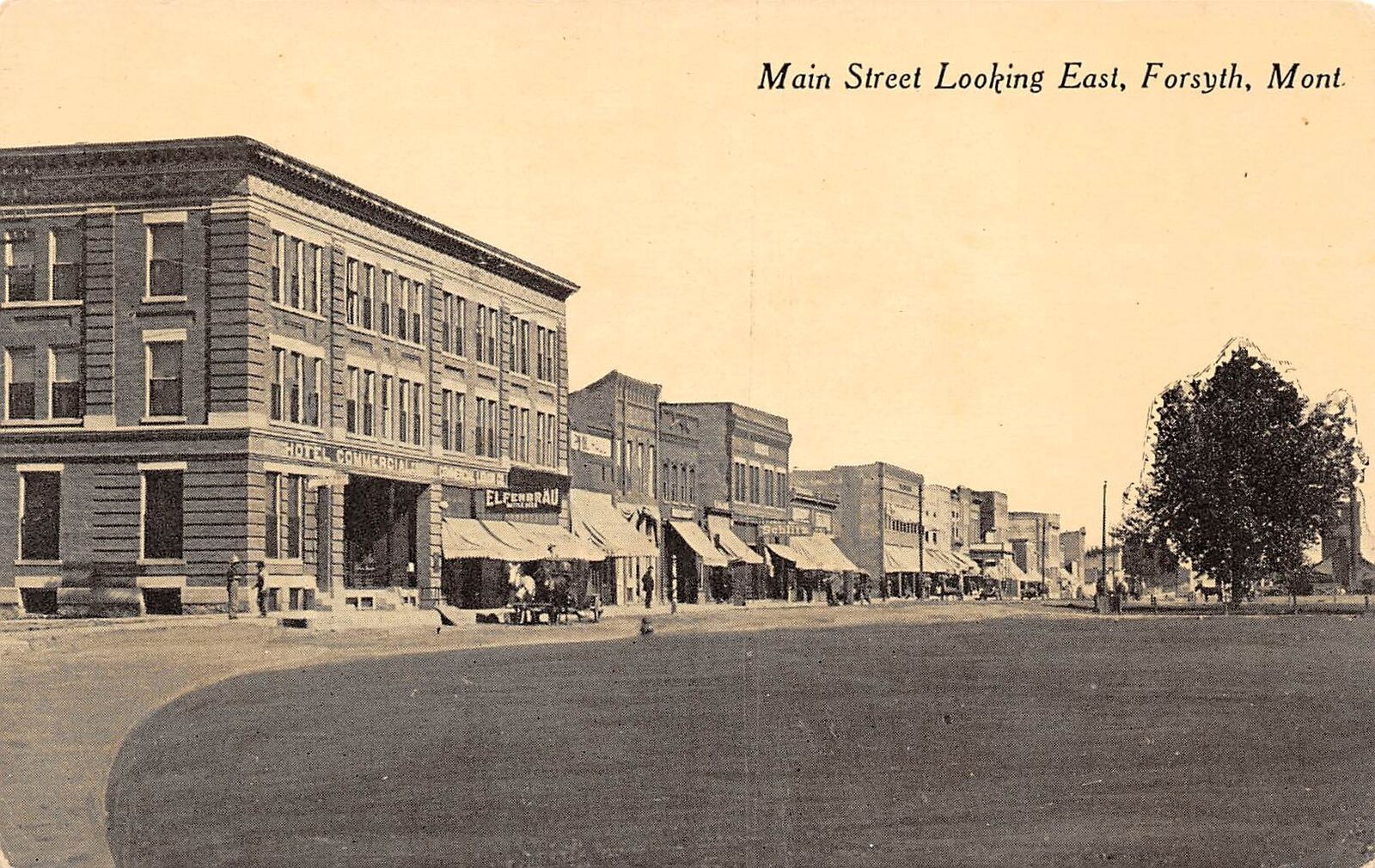 Forsyth Montana Main St., Looking E., Hotel Commercial Bldg. Vintage PC