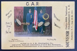 1911 Mint USA Picture Postcard Civil War Musicians GAR Veterans Huntington