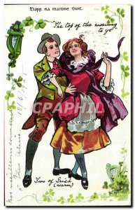 Postcard ireland Old Irish Folk Costume Woman Harp Eire