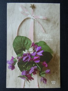 Flowers CYCLAMEN Je Pense A Vous 'Thinking of You' c1905 Postcard by REX 916