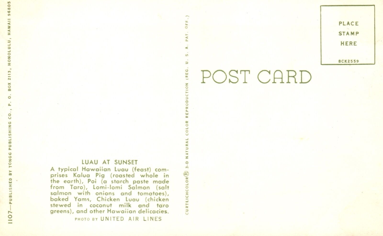 Vintage Postcard A Typical Hawaiian Luau Feast Kalua Pig Boodle Fight