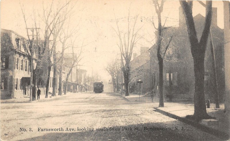 H70/ Bordentown New Jersey Postcard c1910 Farnsworth Ave Trolley  203