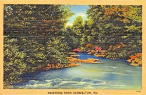 CARROLLTON GEORGIA~GREETINGS FROM 1945 PSTMK + MESSAGE POSTCARD