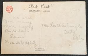 Postcard Unused writing on back “Birthday Greetings” Flower LB